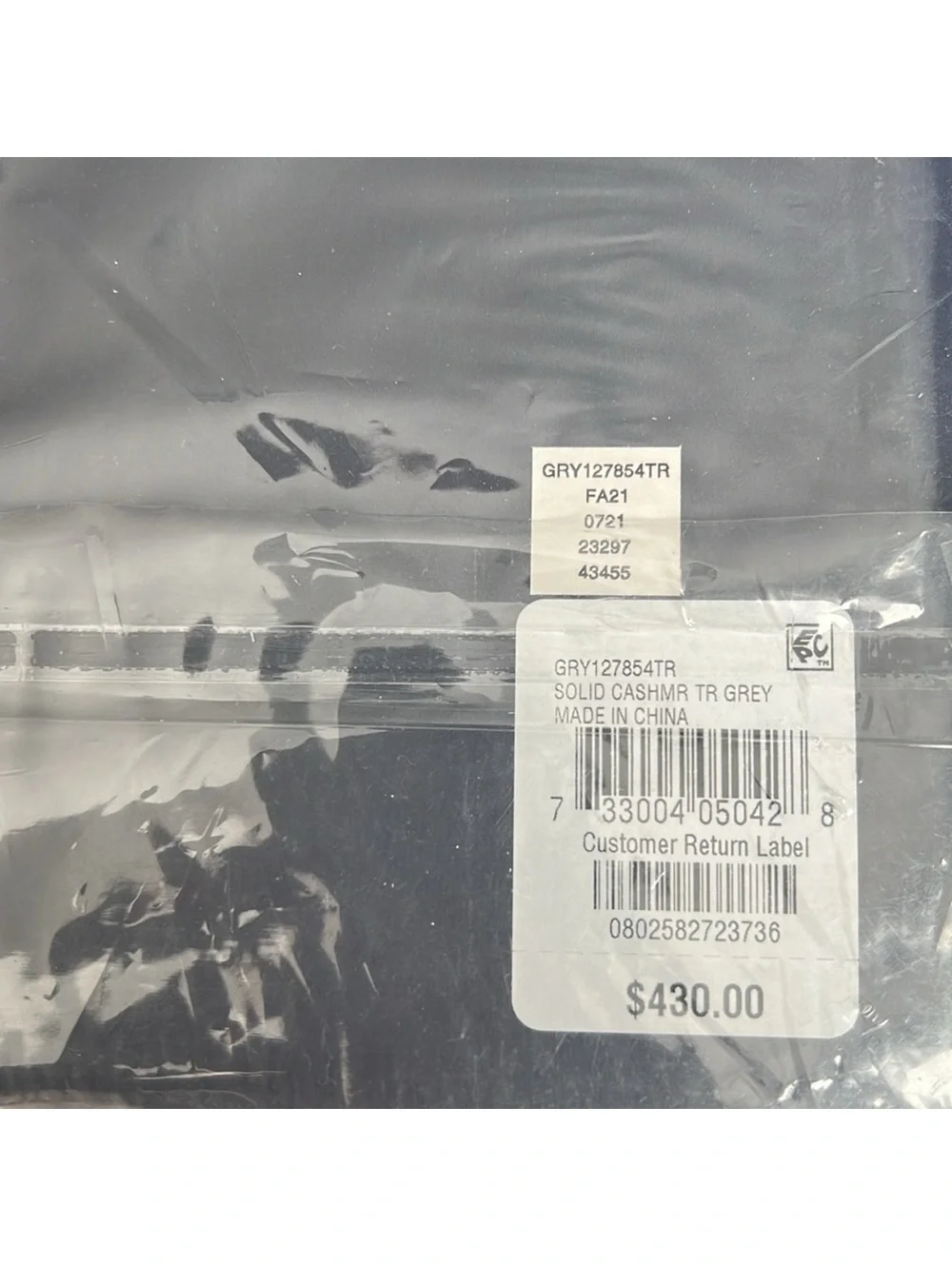 Hudson Park Cashmere/Lambswool Grey Throw, New w/Tag Retail $430